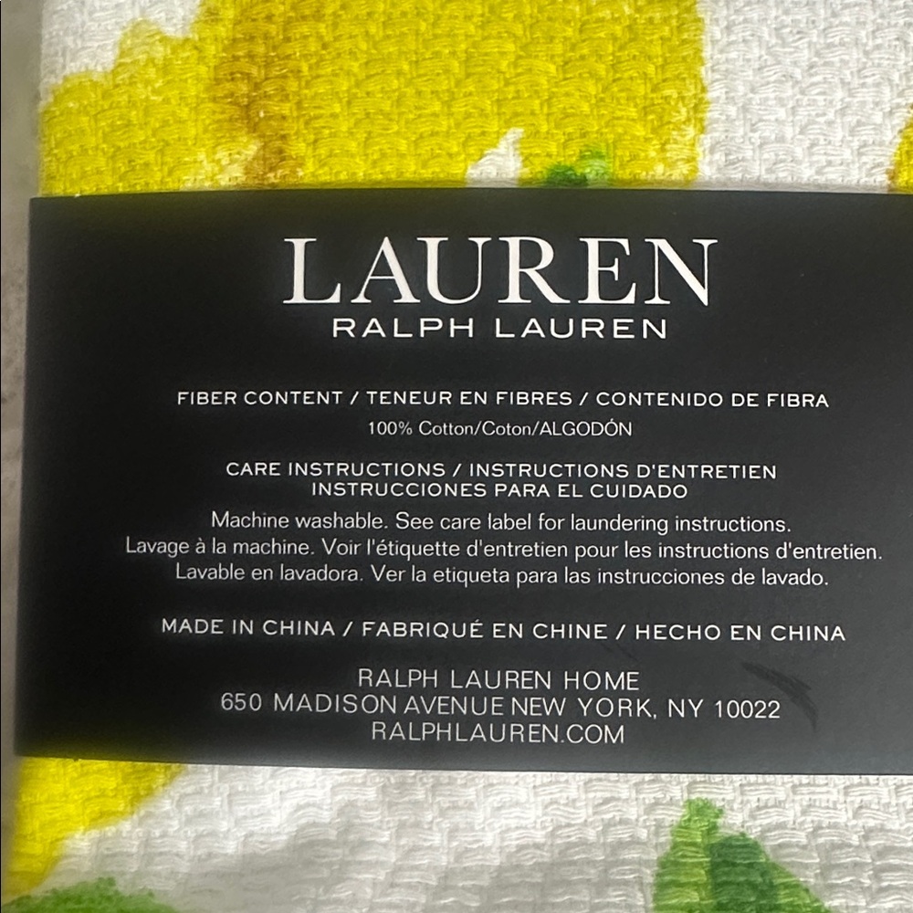 Lauren Ralph Lauren set of 2 lemon kitchen towels - Picture 3 of 3
